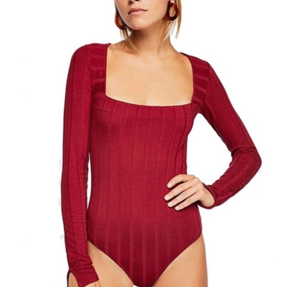 NWOT Intimately By Free People Women's Beside Me Bodysuit in Red Size Large